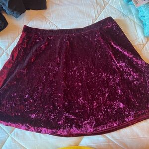 Express maroon velvet A-line mini skirt